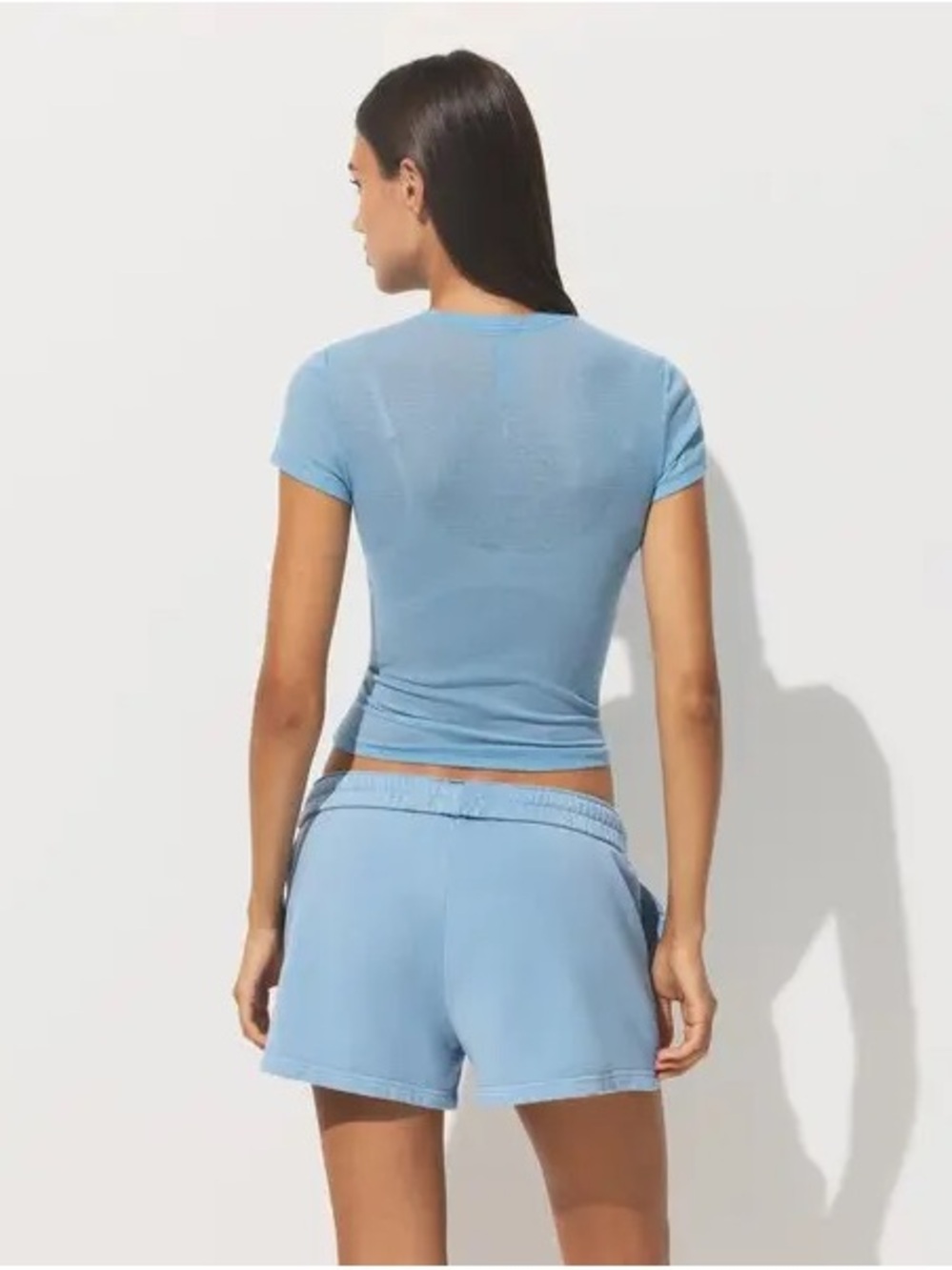 SKIMS Light Blue Terry Lounge Shorts - Picture 4 of 8
